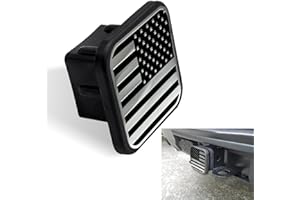 Fogfar 1 PC Square Tow Hitch Dust Plug, 3.14" x 3.14" x 1.96" American Flag Pattern Tow Tube Square Cover, Trailer Receive Tube Plug, Fits 2" x 2" Receiver Tube (Black)