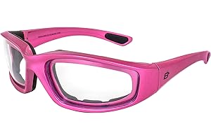 Birdz Eyewear Oriole Anti Fog Padded Motorcycle Sunglasses For Women Pink Frame w/Shatterproof & Scratch-Resistant Clear Lenses