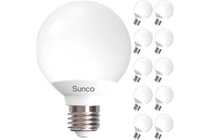 Sunco Lighting - 10 Pack Vanity Globe Light Bulbs G25 LED for Indoor Mirror Living Area, CRI92 3000K Warm White, Dimmable 450 Lumens, 6W, E26 Base, Round Frosted Classic Ambient Decorative Bulb - UL