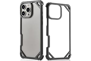 OGRANEE Aluminum Frame Metal Case for iPhone 16 Pro Max 6.9 inch with 4 Corners Silicone Pads Bumper Raised Edge Protection, Minimalist Slim Shockproof Hard Cover Cool Stylish for 16pro Max, Black