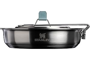 Stanley Wildfare Core 12-Piece Stainless Steel Fry Pan Cook Set | 1 qt Fry Pan with Fold & Lock Handle | Plates, Utensils, Spatula | Camping Essentials for Your Camp Kitchen | BPA-Free