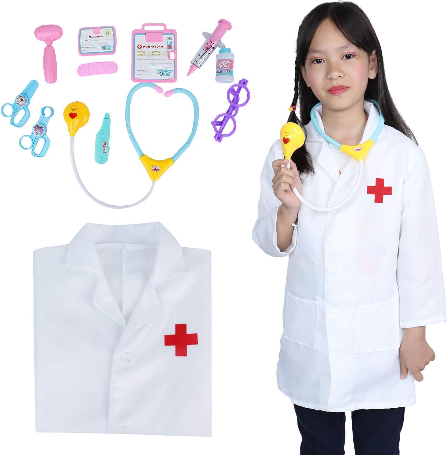 Children 12 Piece Dress up kit Learning Resources Medical Doctor/Nurse Play Set for Unisex Kids