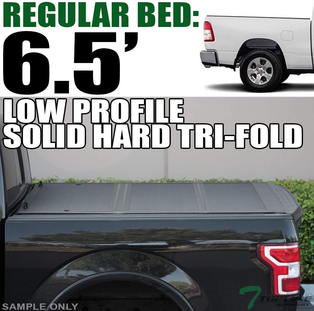 Amazon Com Topline Autopart Low Profile Tri Fold Hard Plastic Truck Bed Tonneau Cover For 19 20 Up Dodge Ram 1500 New Body Style 6 4 Feet 76 8 Bed Automotive