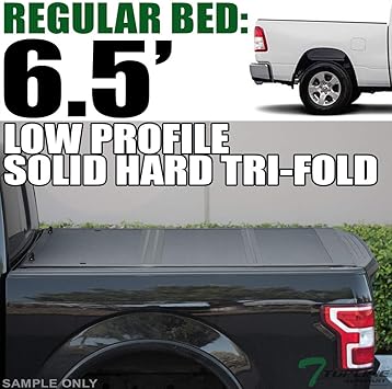 Amazon Com Topline Autopart Low Profile Tri Fold Hard Plastic Truck Bed Tonneau Cover For 19 20 Up Dodge Ram 1500 New Body Style 6 4 Feet 76 8 Bed Automotive