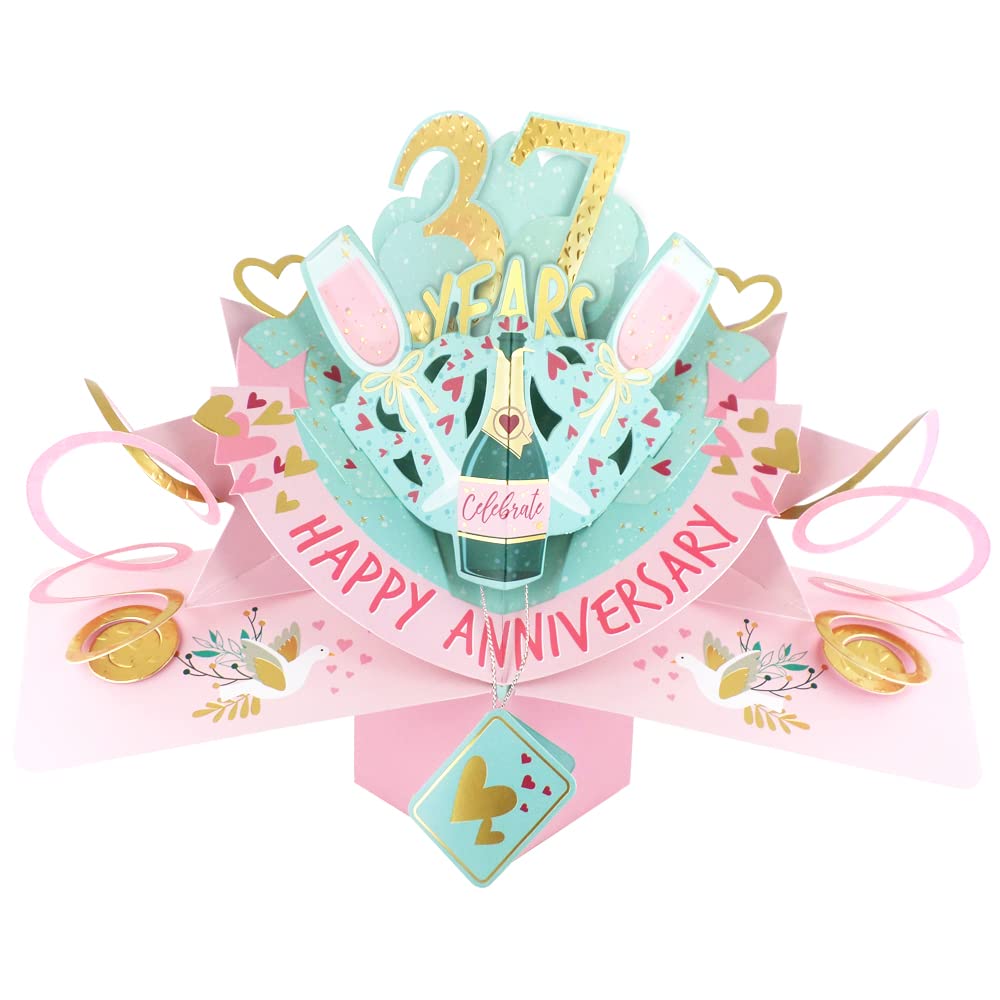 37 Years Happy 37th Anniversary Pop-Up Greeting Card Love Kate's 3D Pop Up Cards POP216MC37