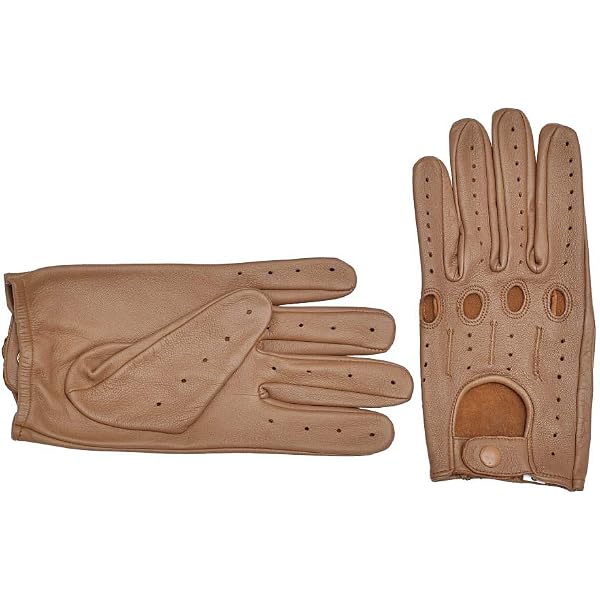 BOONJOVIA Genuine Leather Driving Gloves - Cotton Crochet Fingerless Full Finger Options N 328413