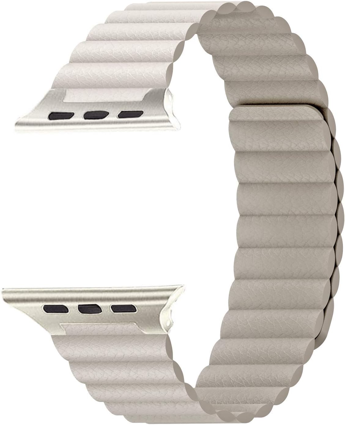 AE Mobile Accessories Grained Pure Leather Strap Compatible with Apple Watch Band - Soft Cushioned Adjustable Band with Secure Magnetic Closure System for iWatch Series 5/4/3/2/1 (42mm-44mm) (Beige)