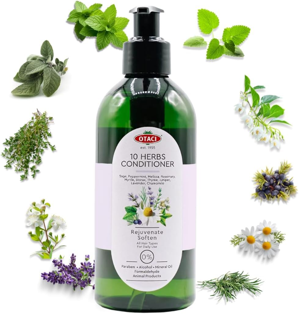 OTACI Herbal Conditioner 10 Essential Oils: Brightening, Vitality, Strengthening, Repair; Rosemary, Sage, Peppermint, Lemon balm, Lavender, Myrtle, Storax, Thyme,Juniper, Chamomile