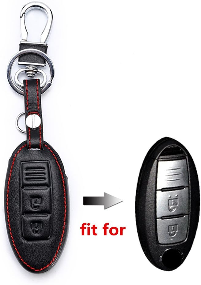 Happyit Leather Car Key Cover Case for Nissan 350Z Qashqai Kicks Tiida Pathfinder Murano Note Juke 3 Buttons - Image 3
