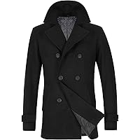 FTCayanz Men's Wool Coat Winter Slim Fit Pea Coats Single Breasted