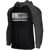 H HYFOL Men's Sweatshirt USA FLAG Patriotic Graphic Polyester Hoodies for Men Pocket Raglan Long Sleeve Sweatshirts