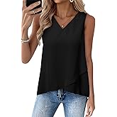 EVALESS Womens Tank Tops V Neck Dressy Casual Summer Flowy Sleeveless Camisole Chiffon Blouses Basic Shirts