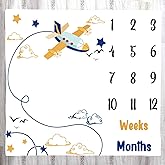 LYLYCTY Baby Memory Blanket, Airplane Sky Pilot Milestone Blanket, 48x40 Inch Baby Growth Chart Photo Background BTLSLY422