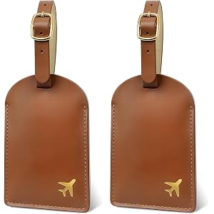AccessoriesLobby Luggage Tags for Suitcases: Privacy Protection for Travel | Durable, PU Leather, Elegant Travel Essential Ac