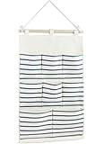 Tandi Linen/Cotton Fabric Wall Door Closet Hanging Storage Bag Case 8 Pockets Home Organizer Blue Strips