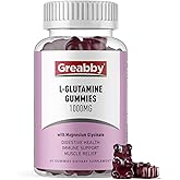 GREABBY L Glutamine 1000mg Gummies - Muscle Relief & Immune Support, Amino Acid Supplement with Magnesium Glycinate, Vegan & Non-GMO, Gluten Free (60 Count)
