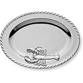 Certified International Silver Plated Porcelain Lobster Oval Platter – 16 x 12 Inches, Tarnish-Resistant, Perfect for Elegant Dining & Entertaining