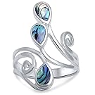 Abalone Shell .925 Sterling Silver Ring Sizes 5-13