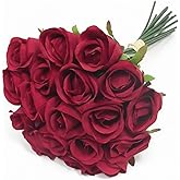 A1-Homes Artificial Red Roses with Stems 12", 18 Pcs Fake Red Flowers for Home Decor, Realistic Silk Roses for Wedding Centerpieces, Valentine’s Gifts & Christmas