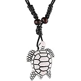 STWTR Hawaiian Turtle Pendant Necklace Men Women - Adjustable Rope Surfer Necklace Handmade Necklace