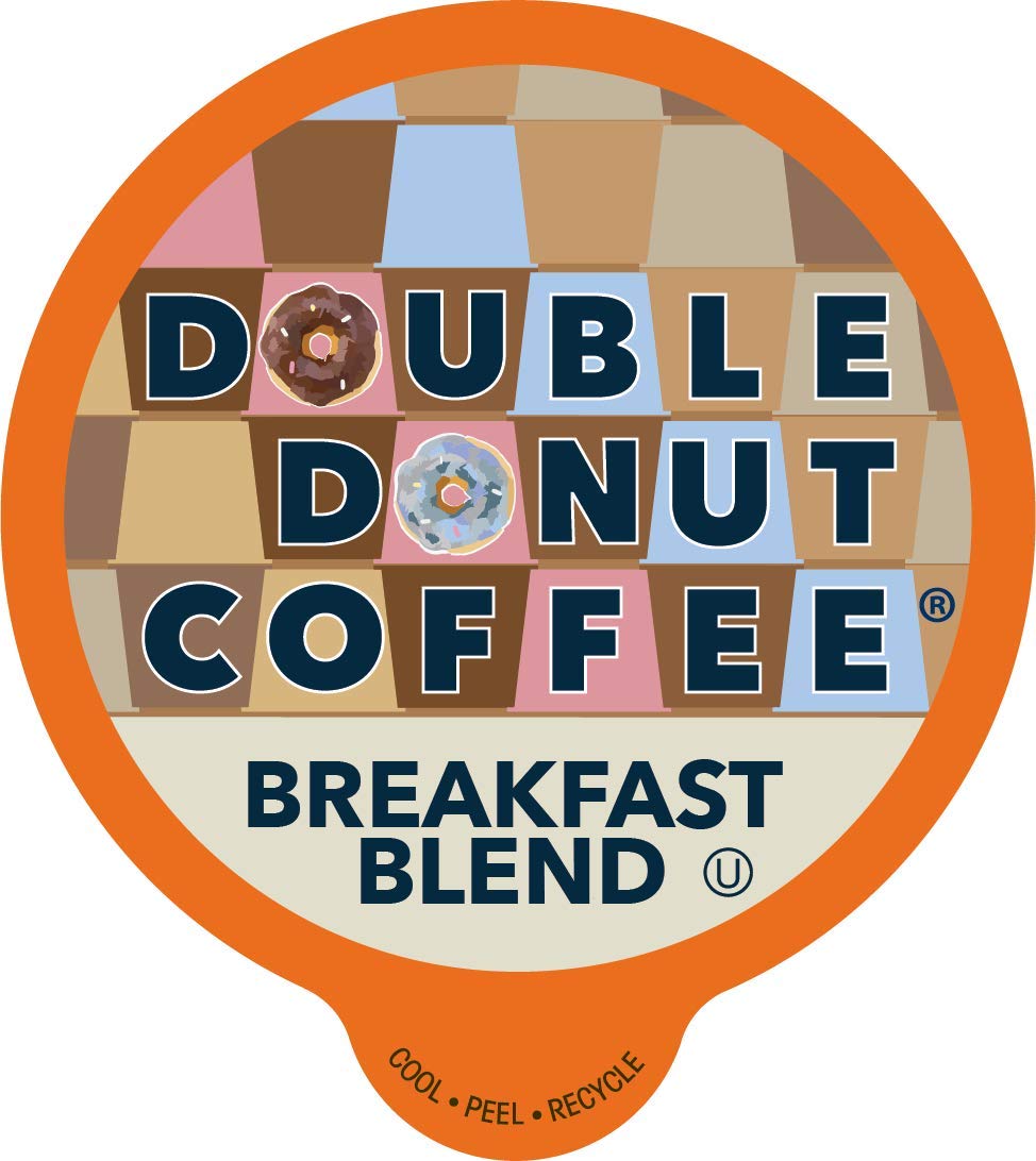 Double Donut Breakfast Blend Fresh Medium Roast Coffee SingleServe Pods for Keurig K Cup Brewer Machines 24 Capsules per Box
