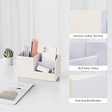 GORESE Pen Holder Desk Organizer White Wood Linen Finish 20.5 x 11 x 9.3 cm view 3