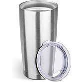 StarSpeed 20oz Tumbler Bulk with Lid, Stainless Steel Insulated Tumblers Double Wall Vacuum Insulated Travel Mug, Powder Coated Coffee Cups for Hot and Cold Drinks(Silver,1)