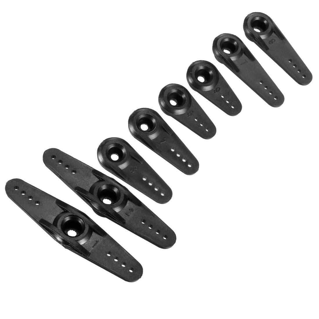 uxcell Brazo servo de plástico 24T negro, brazo simple/doble con orificio de 3 mm para 1 juego