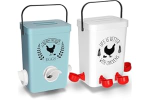 ‎Tgeyd Chicken Feeder and Chicken Waterer Set (3 Gallon/26 Pounds) - Hanging Automatic Chicken Feeder No Waste - Chicken Coop Accessories - Poultry Waterer