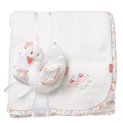 Fehn 062182 Kuscheldecke Schwan | Kuschelige Schmusedecke für Babys und Kleinkinder ab 0+ Monaten - zum Kuscheln, als Krabbel