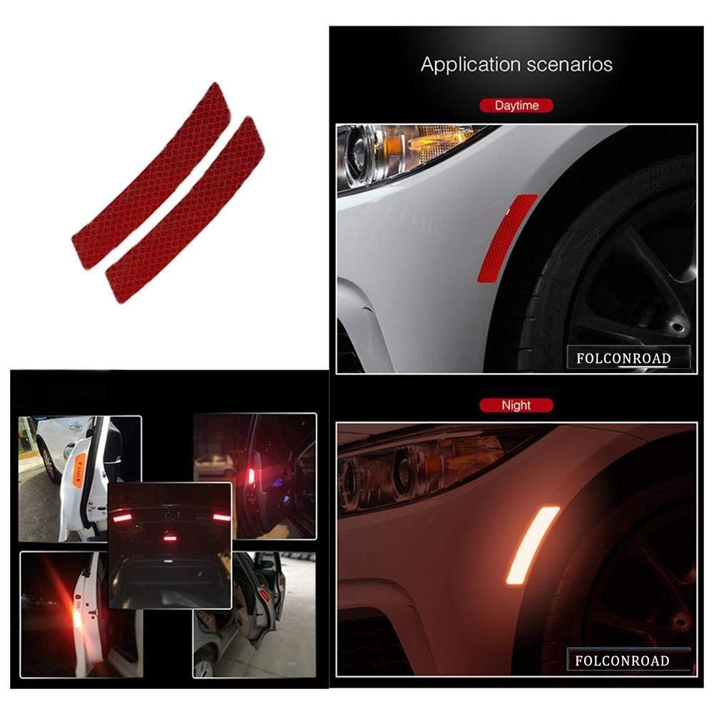 Dipuao 2 Set Red FOLCONROAD 2Pcs Car Wheel Rim Reflective Warning Strip