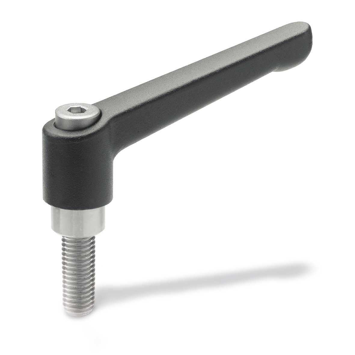 Ganter Normelemente GN 300.1-45-M5-25-SW 1-45-M5-25-SW Adjustable Clamping Lever with Stainless Steel Threaded Screw, Structured Matt, Black, Thread: M5 x 25 mm