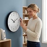 jomparis 12 inch Modern Wall Clock Silent Battery Operated Quartz Black view 4