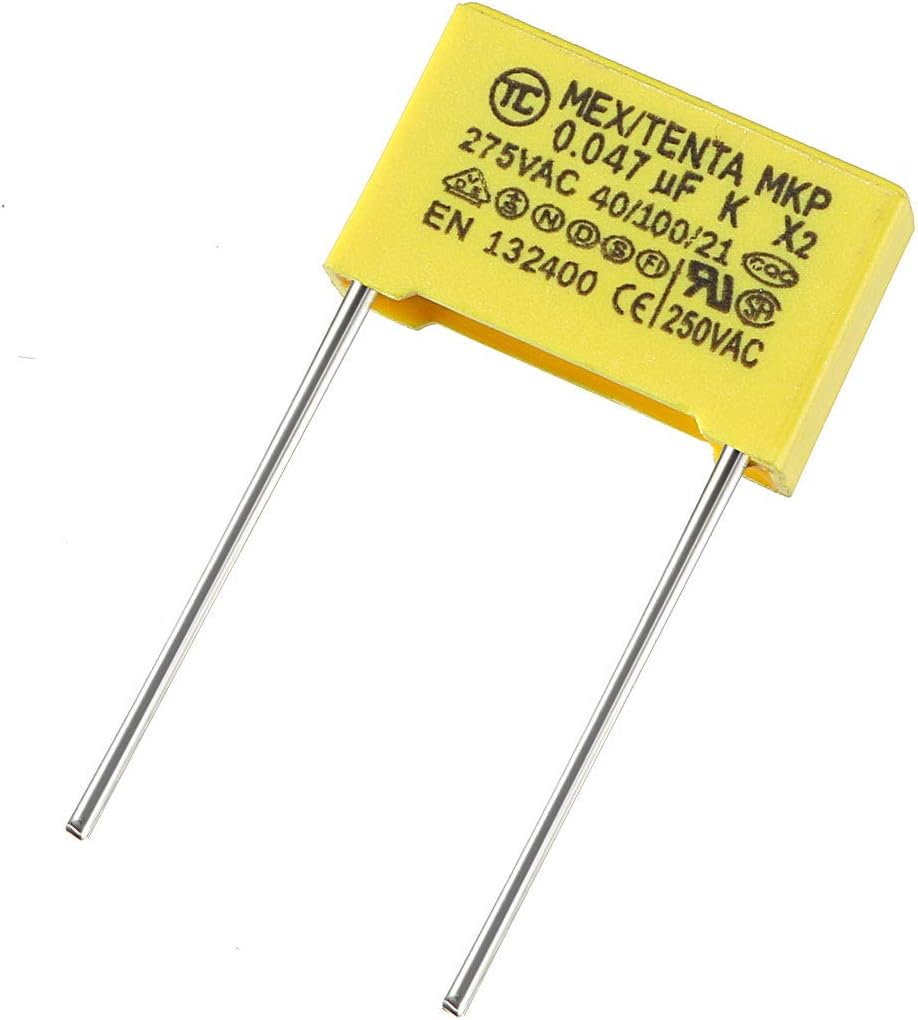 sourcing map Safety Capacitors Polypropylene Film 0.047uF 275VAC X2 MKP 13.5mm Pin Pitch 5 Pcs, 0.047uF, 5pcs