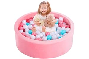 Moncoland Round Foam Kids Ball Pit for Toddlers, Large Baby Ball Pit with Soft Sponge Kids Play Tent Ball Pool, Children Gift Idea for Baby Infant Indoor and Outdoor Game (Pink)