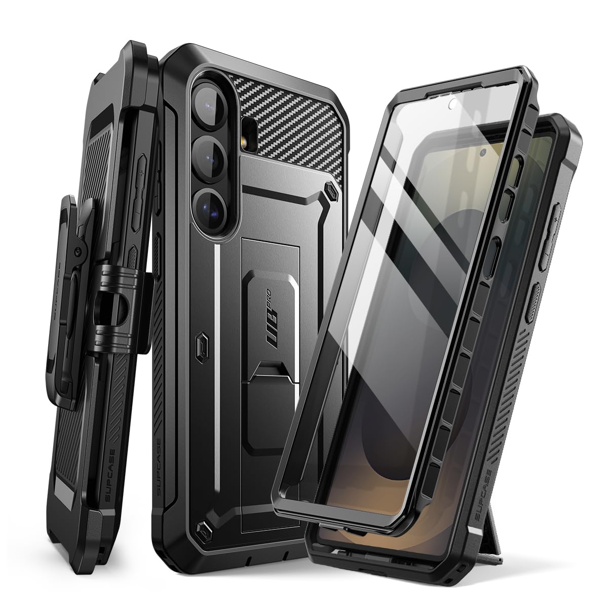 SUPCASE for Samsung Galaxy S25 FE Case with Stand & Belt-Clip (Unicorn Beetle Pro), [Built-in Screen Protector] [Military-Grade Protection] Heavy Duty Rugged Phone Case for Galaxy S25 FE, Black