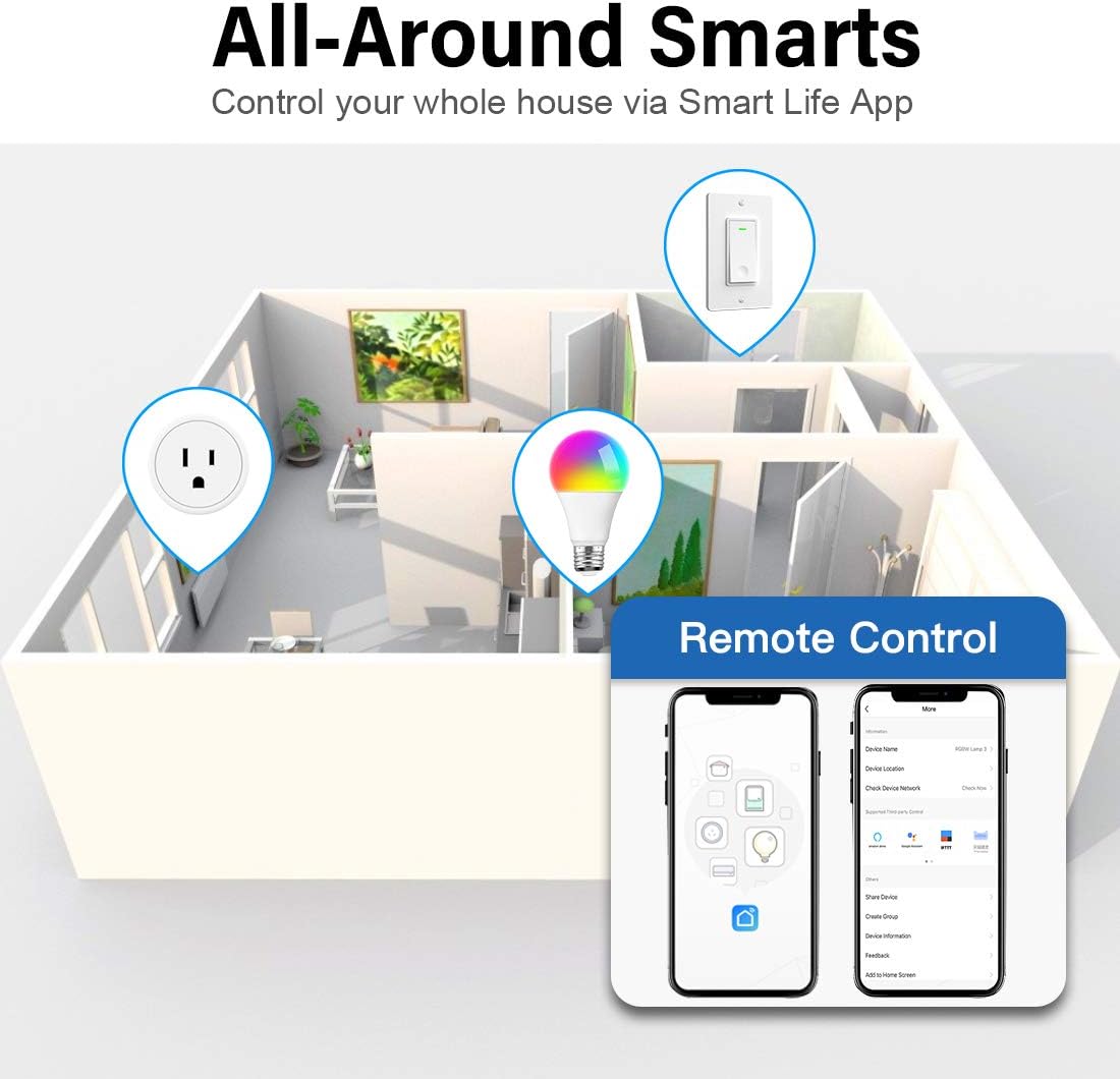 Alexa Smart Plugs - Aoycocr Mini WIFI Smart Socket Switch Works With Alexa Echo Google Home, Remote Control Smart Outlet with Timer Function, No Hub Required, ETL/FCC Listed 4 Pack Only 2.4GHz Network - - 