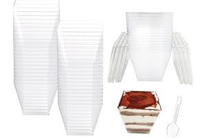50 Pack 8 oz Plastic Dessert Cups with Lids and Spoons, Dessert Cups with Spoons for Yogurt,Pudding,Fruit,Ice Cream and so on