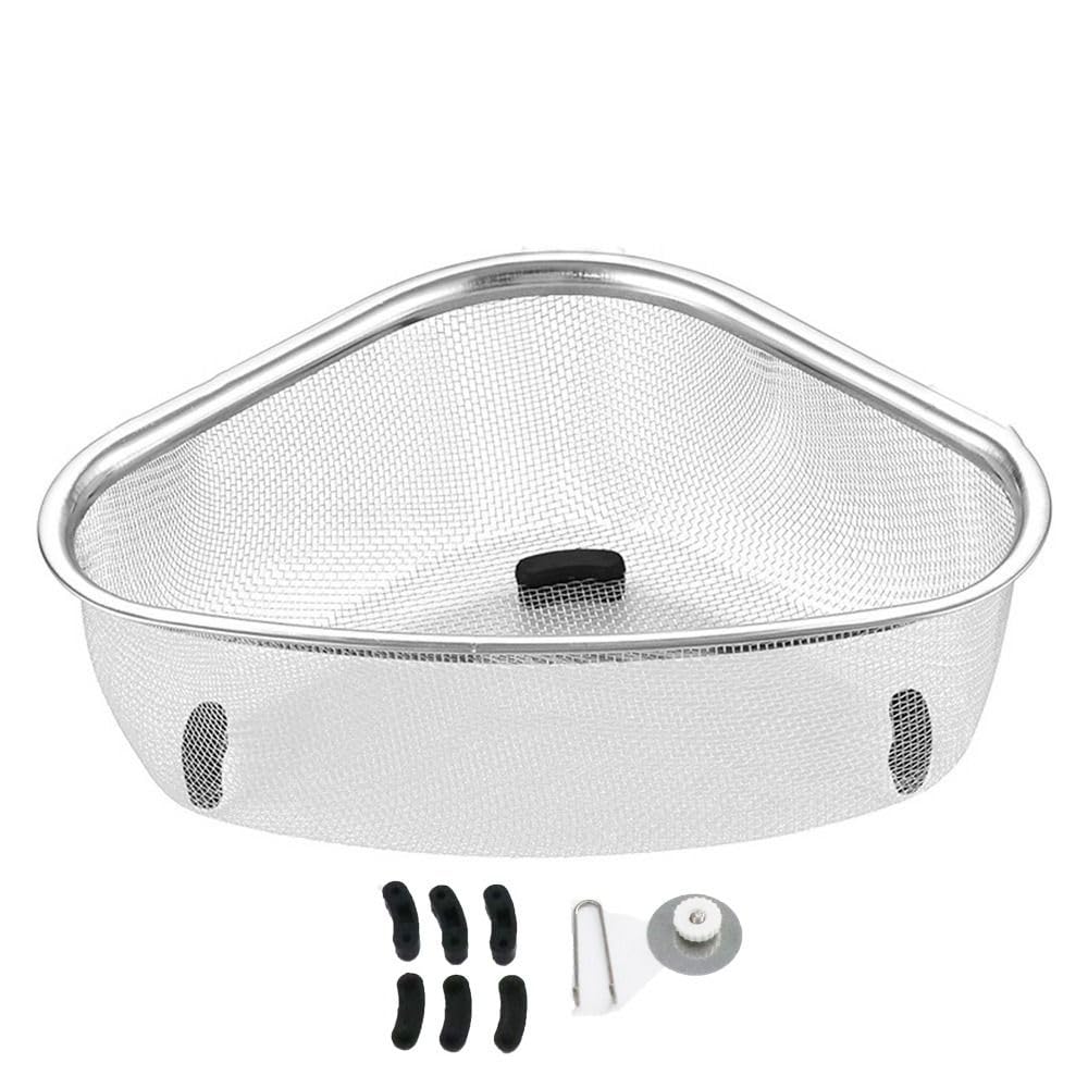 View 1 of Sink Strainer Basket, Stainless Steel Triangle Kitchen Sink Strainer Basket for Sink Food Strainer, Corner Sink Strainer Basket for Food Strainer, Storage Rack