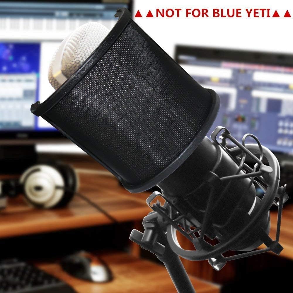 Pop Filter,PEMOTech [Upgraded Three Layers] Metal Mesh & Foam & Etamine Layer Microphone Pop Filter,Microphone Windscreen Cover,Handheld Mic Shield Mask for Vocal Recording,Youtube videos,Streaming: Musical Instruments