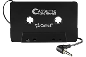 Cellet 328263 Cassette Audio Adapter for iPhone/iPod/Android Phones/MP3 Players and CD Players, Retail Packaging, Black