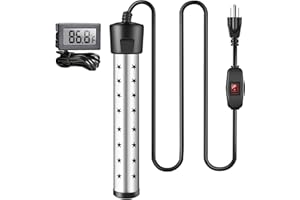 Water Heater, New Star Design 2000W Portable Pool Heater with Switch and Digital LCD Thermometer, 304 Stainless-Steel Guard B