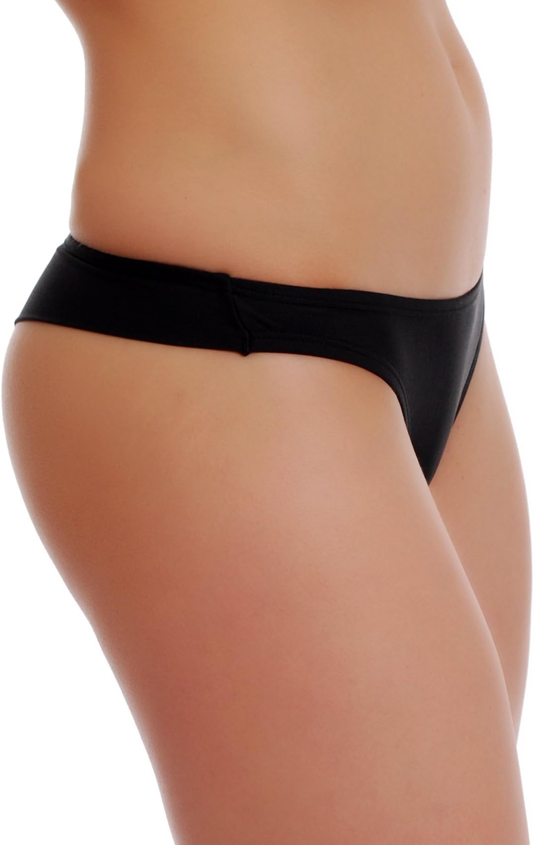 TIARA GALIANO Sexy Women's Brazilian Bikini Bottom Thong Style - Made in EU S-2XL Lady Swimwear 501 (S, Black)