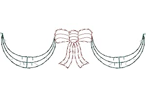 Northlight 3-Piece Lighted Red and Green Bow Swag Christmas Decoration