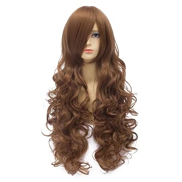 Amazon Com Baisheng Long Curly Wavy Brown Cosplay Wigs Anime