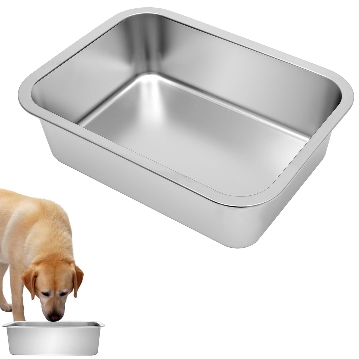 Photo 1 of Kichwit 1.8 Gallons Large Dog Bowl 304 Food Grade Stainless Steel Pan, Dishwasher Safe