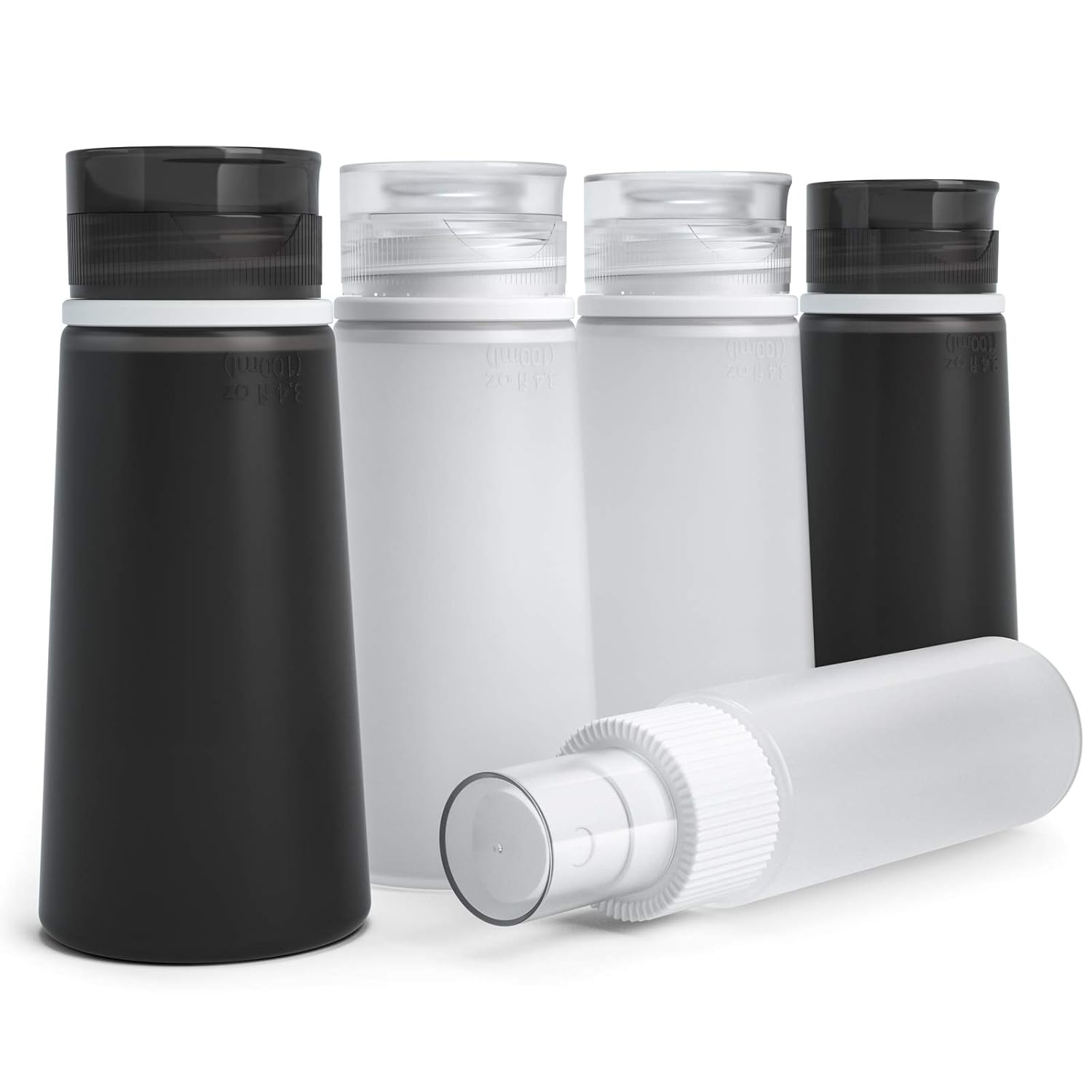 Leak Proof Travel Size Bottles, Valourgo TSA Approved Portable Silicone Containers Plastic Spray Bottle for Travel Size Toiletries Refillable Travel Accessories Handy 5 Pieces Travel Kit (3.4 fl. oz) : Beauty