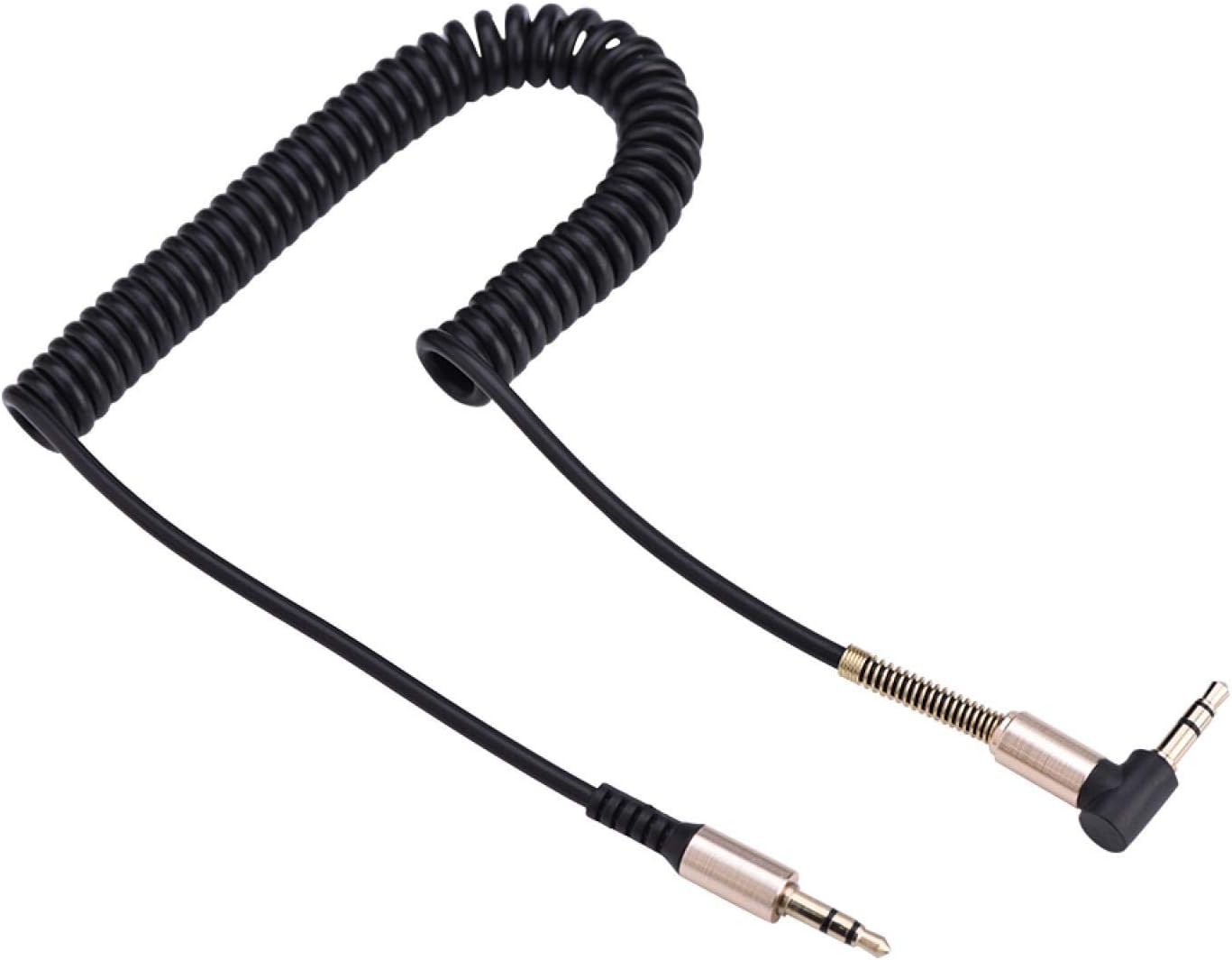 3.5mm Male to Male Spring Aux Cable L-Shaped & I-Shaped Retractable Cord Used for Amplifier,Car Audio Earphone,Computer Speakers,Computers, Tape Drives, CD Players, MP3, MP4