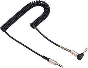 3.5mm Male to Male Spring Aux Cable L-Shaped & I-Shaped Retractable Cord Used for Amplifier,Car Audio Earphone,Computer Speakers,Computers, Tape Drives, CD Players, MP3, MP4