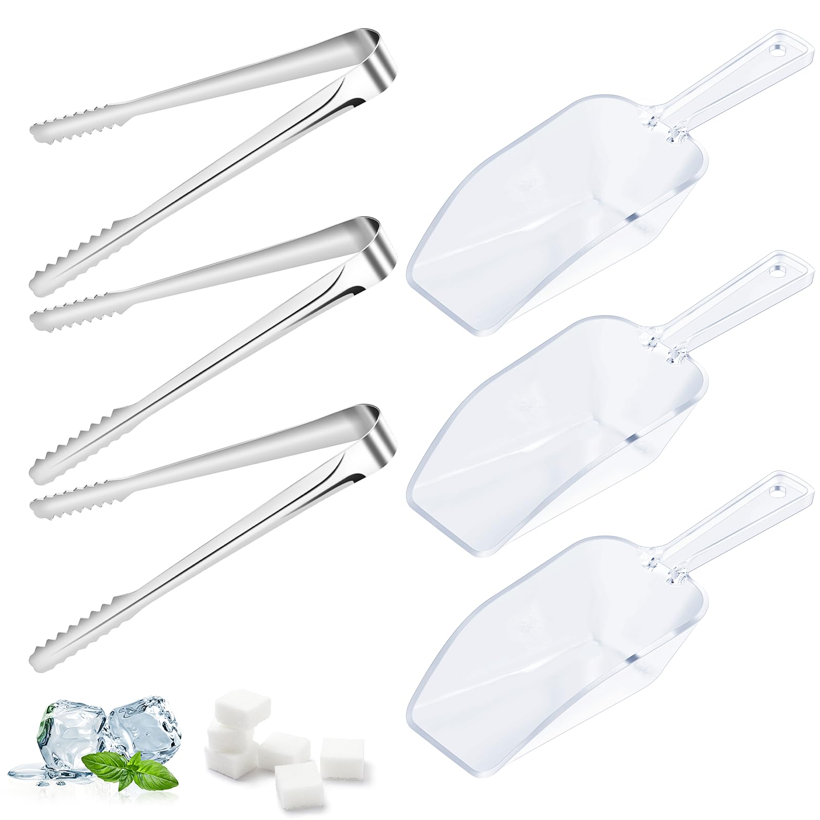 Homgaty 6 Pcs Sweet Tongs and Scoops, Ice Tongs Mini Sweet Tongs for Pick Mix, Small Sweet Scoops for Pick N Mix, Measuring Shovel Spoon Serving Tongs for Candy Bar